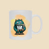 But What If OCD mug featuring an anxious blue monster clutching an overflowing binder labeled “But What If?” against a warm orange background.