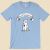 Introvert Costume Contest T-shirt featuring a shy monster dressed as a ghost beneath a banner and wearing a first-place ribbon.