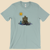T-shirt featuring a furry monster sitting miserably in the sunshine while the cheerful world around it enjoys a beautiful day.